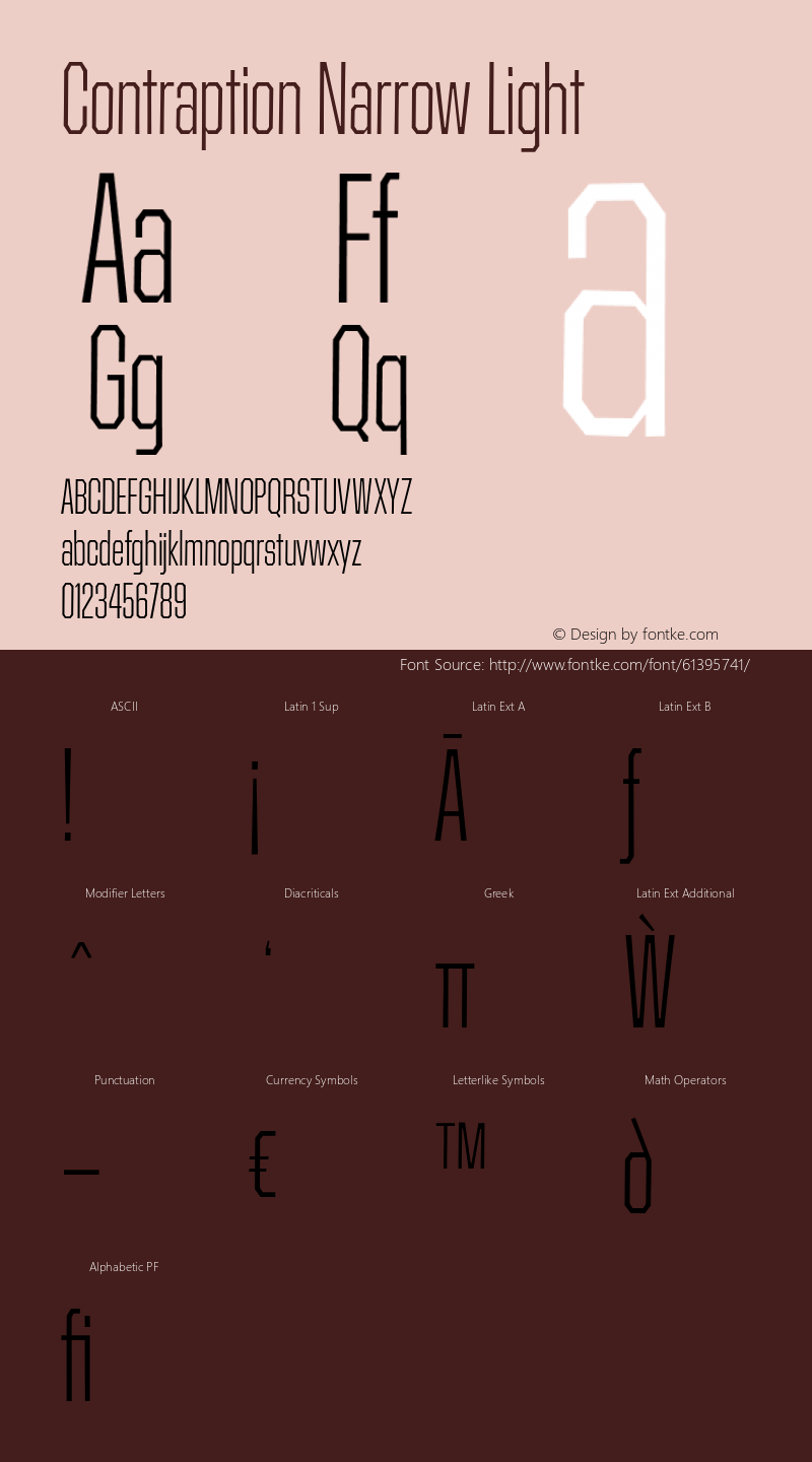 Contraption Narrow Light Version 1.001 2015 Font Sample