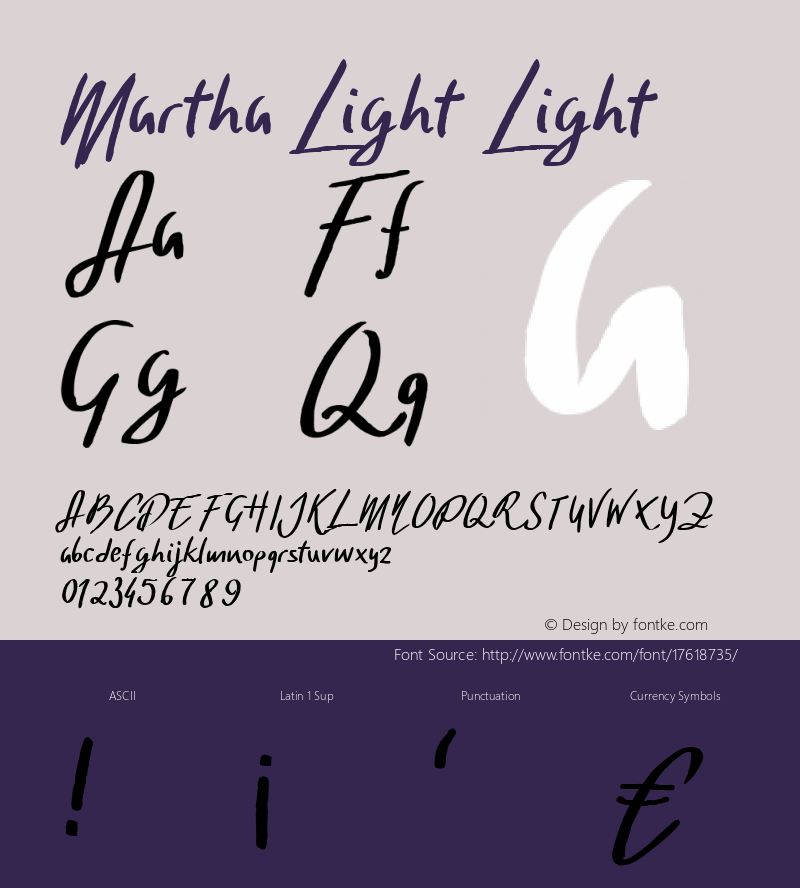 Martha Light Light Version 001.000 Font Sample