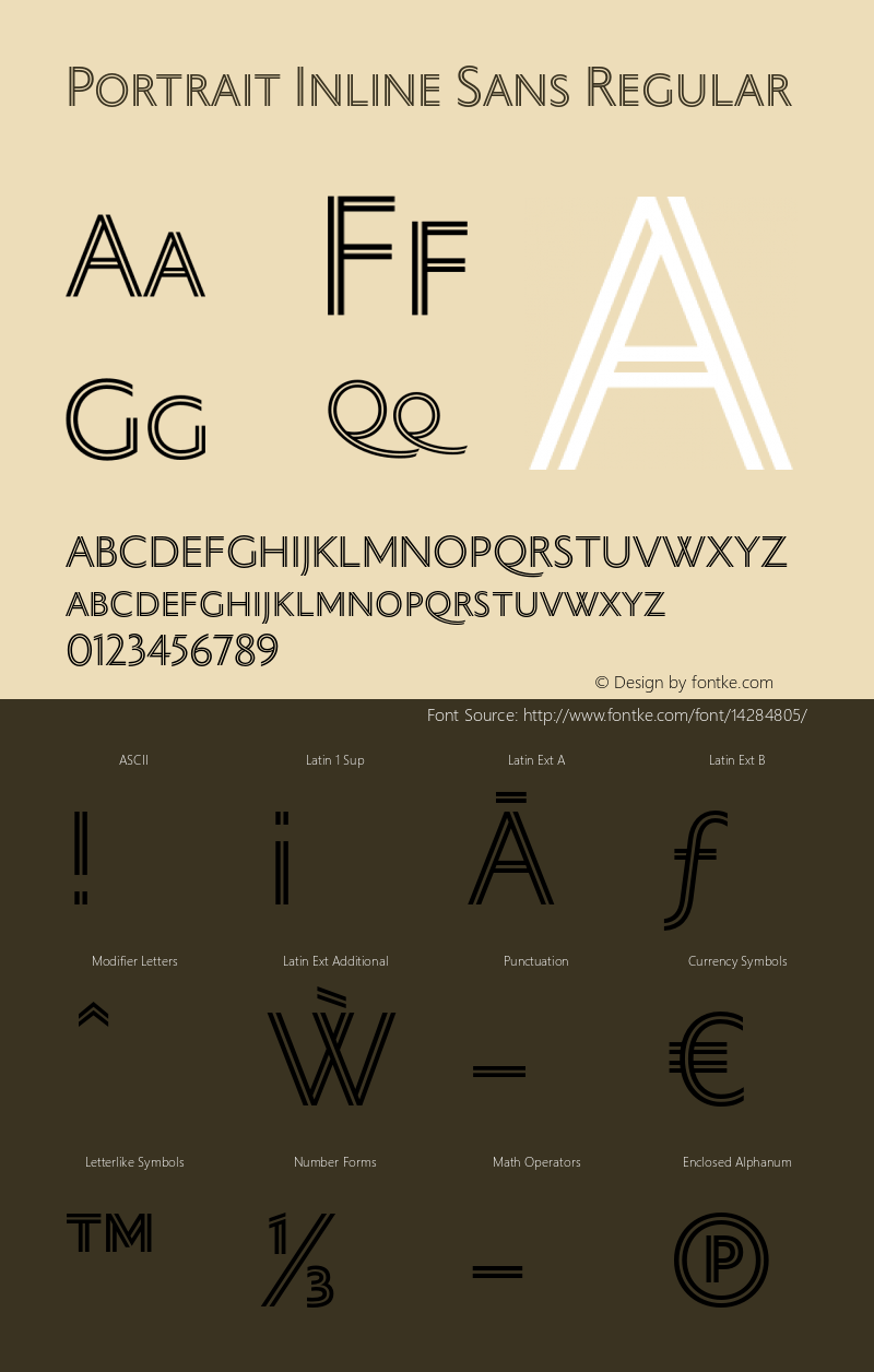 Portrait Inline Sans Regular Version 1.1 2013 Font Sample