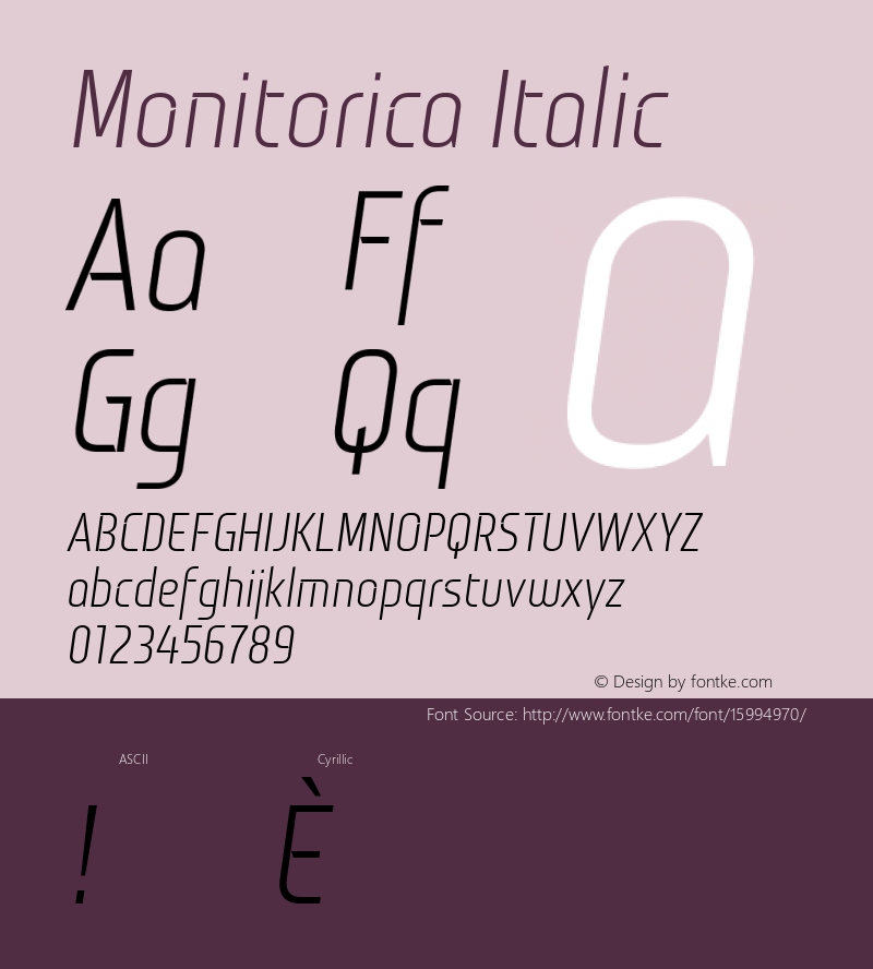 Monitorica Italic 1.2; CC 4.0 BY-ND; ttfautohint (v1.4.1) Font Sample