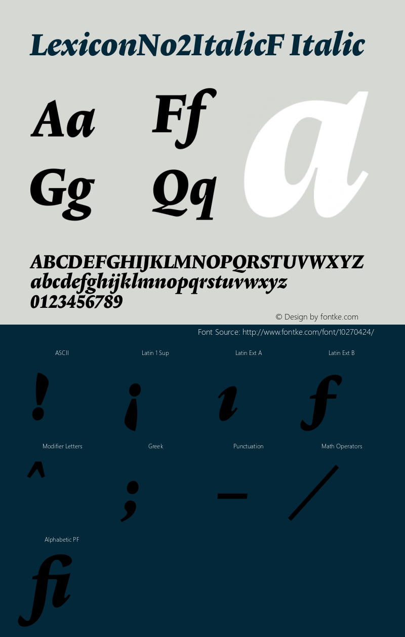 LexiconNo2ItalicF Italic 001.000 Font Sample