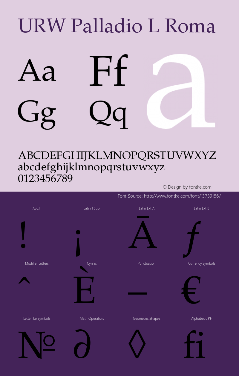 URW Palladio L Roma Version 1.06 Font Sample