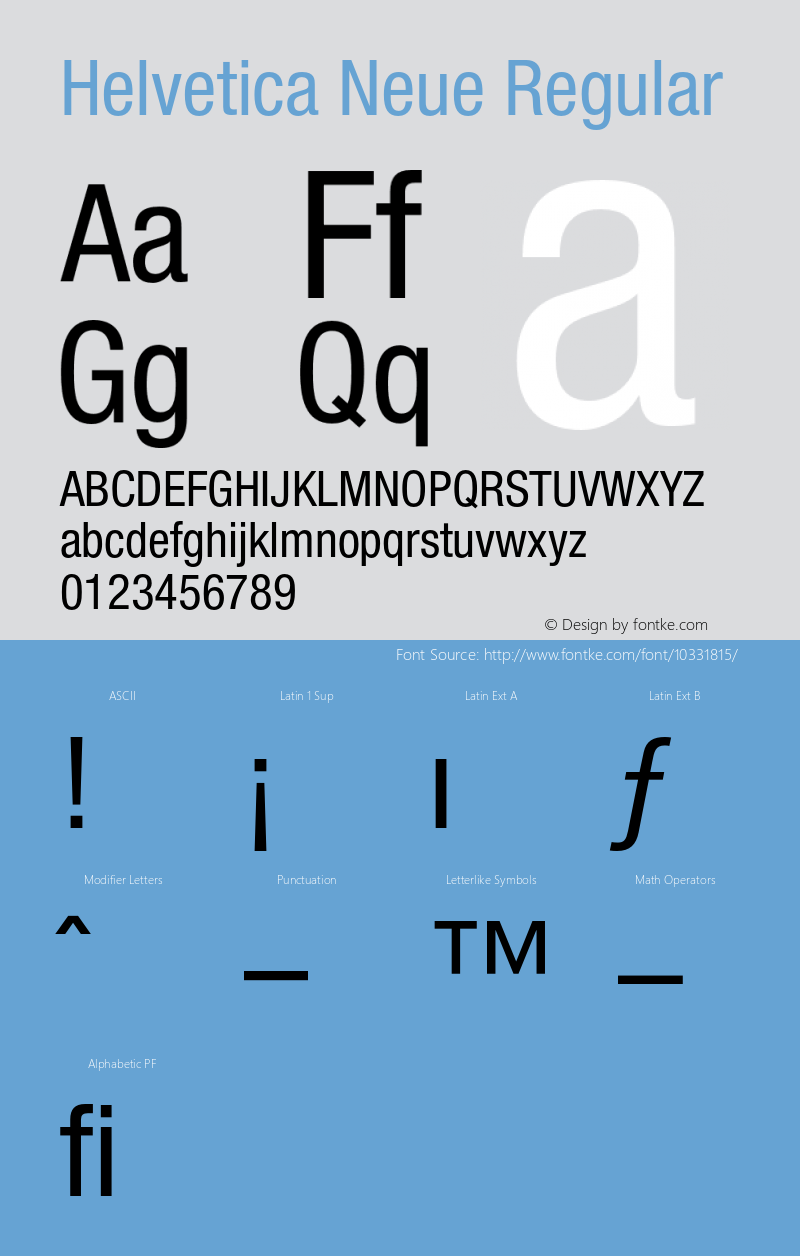 Helvetica Neue Regular 001.000 Font Sample