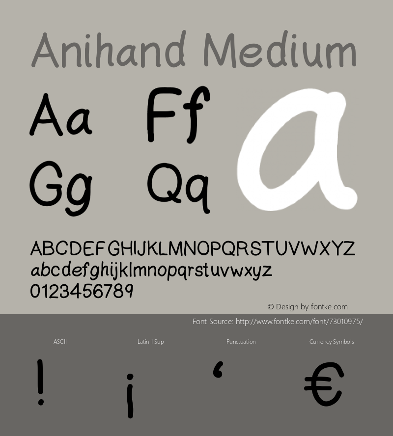 Anihand Version 001.000 Font Sample