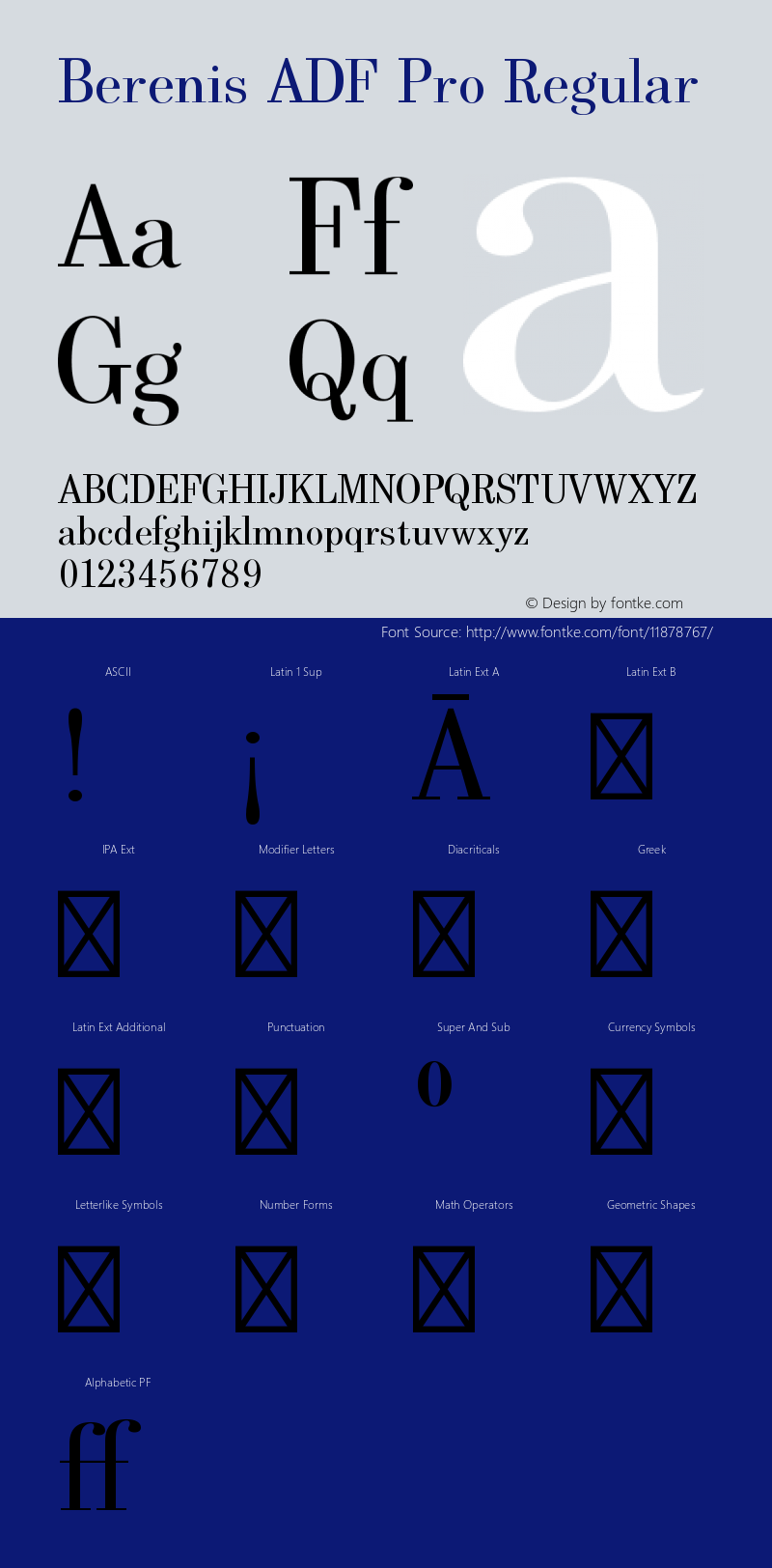 Berenis ADF Pro Regular Version 1.004 Font Sample