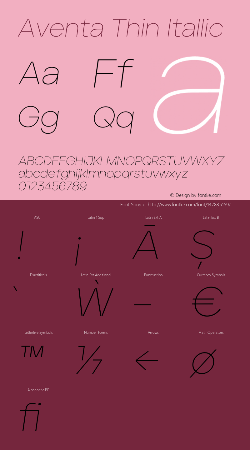 Aventa-ThinItallic Version 1.002 | wf-rip DC20200415 Font Sample