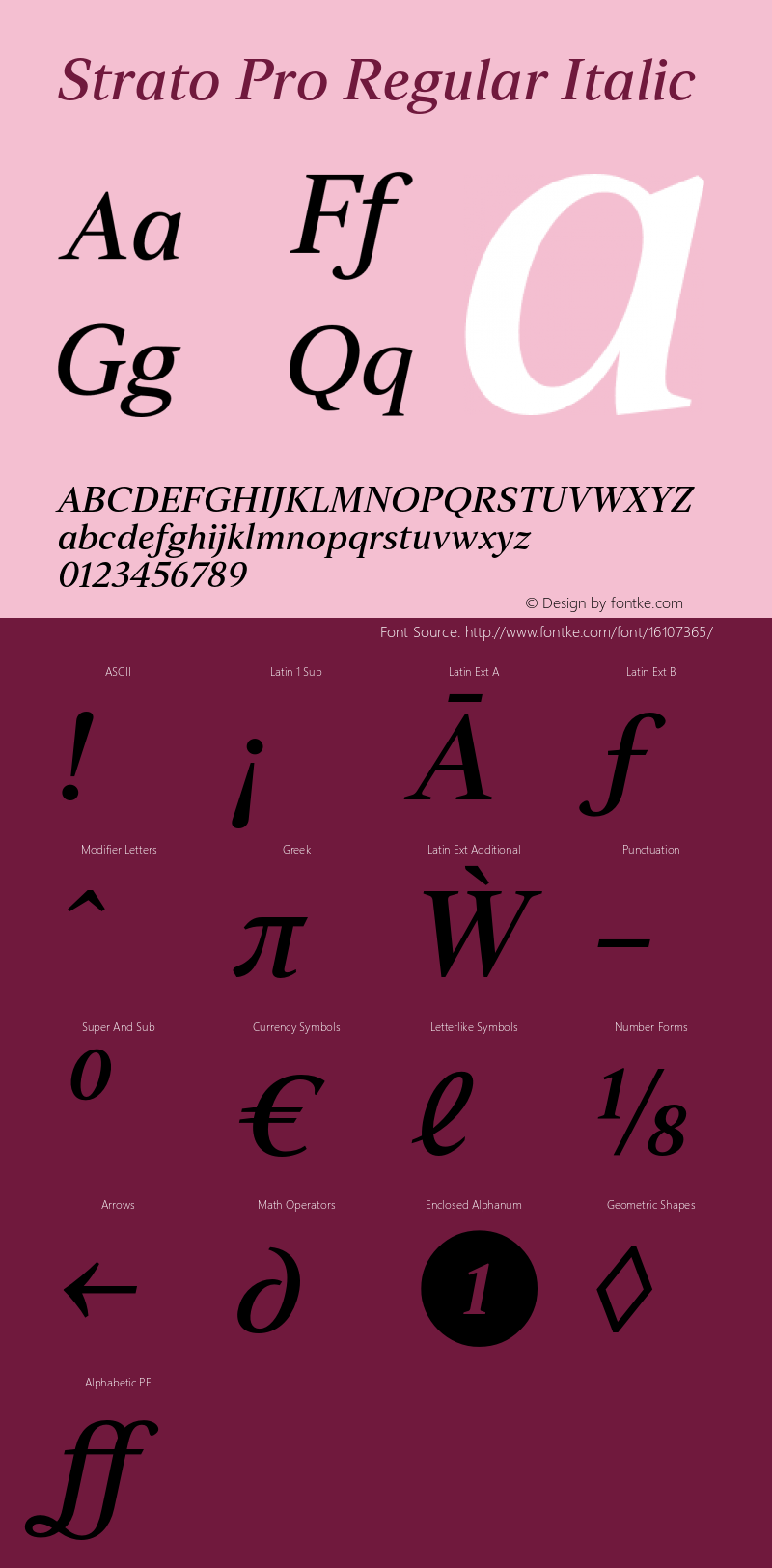 Strato Pro Regular Italic Version 1.000 Font Sample