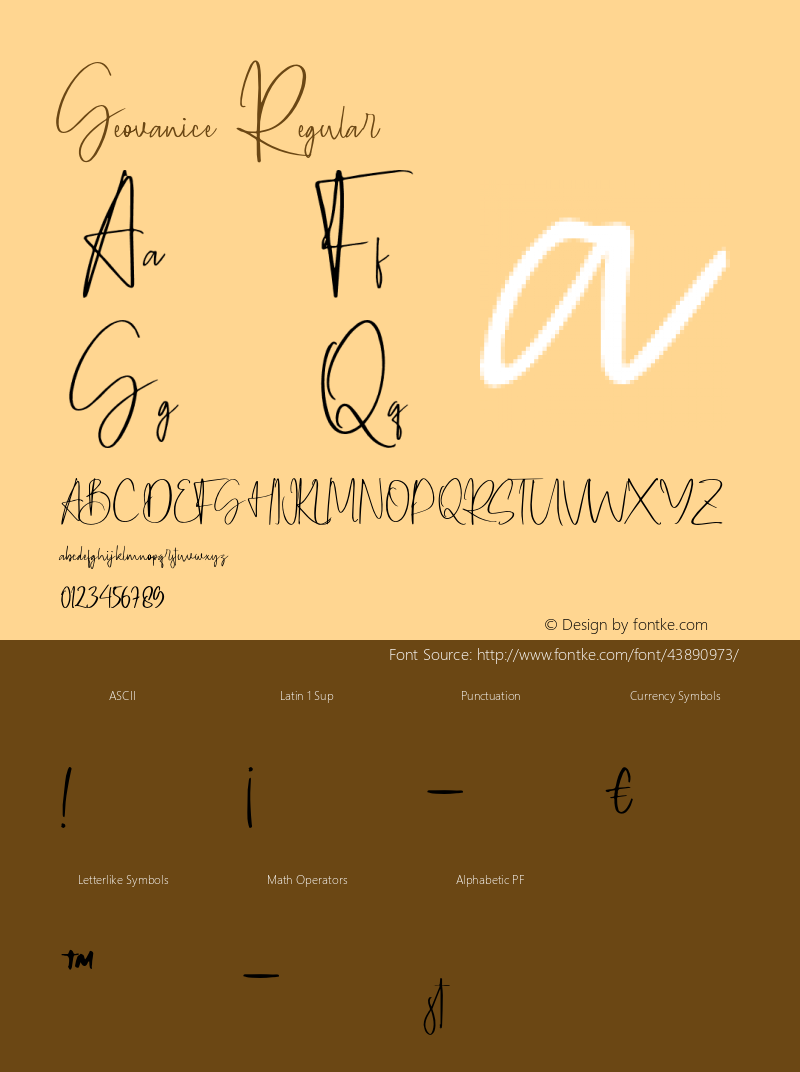 Geovanice-Regular Version 1.000 Font Sample