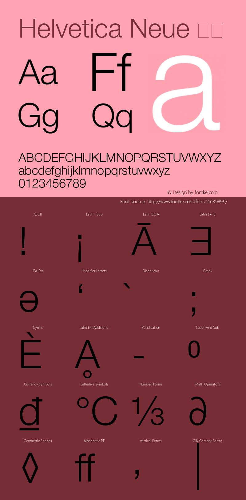 Helvetica Neue 细体 10.0d35e1 Font Sample