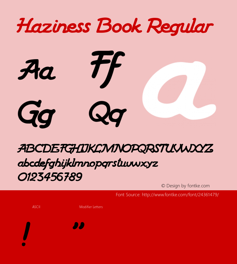 Haziness Book Version 1.000 Font Sample