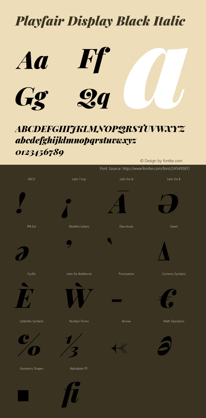 Playfair Display Black Italic Version 1.201; ttfautohint (v1.6) Font Sample