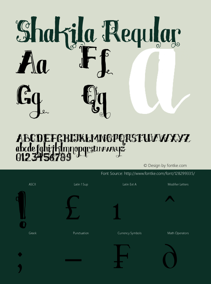 Shakila Version 1.00 April 12, 2015, initial release Font Sample