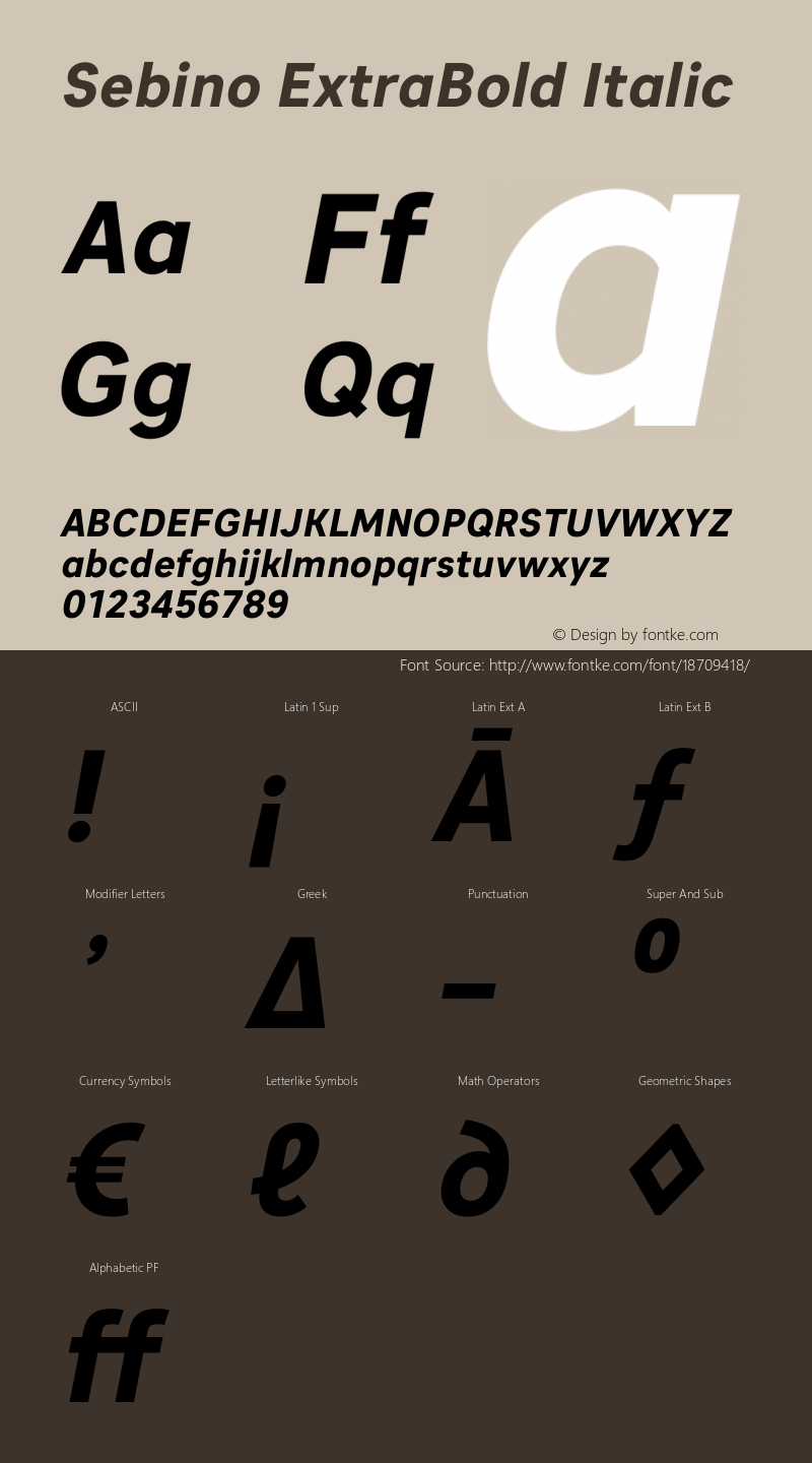 Sebino ExtraBold Italic Version 1.000 Font Sample