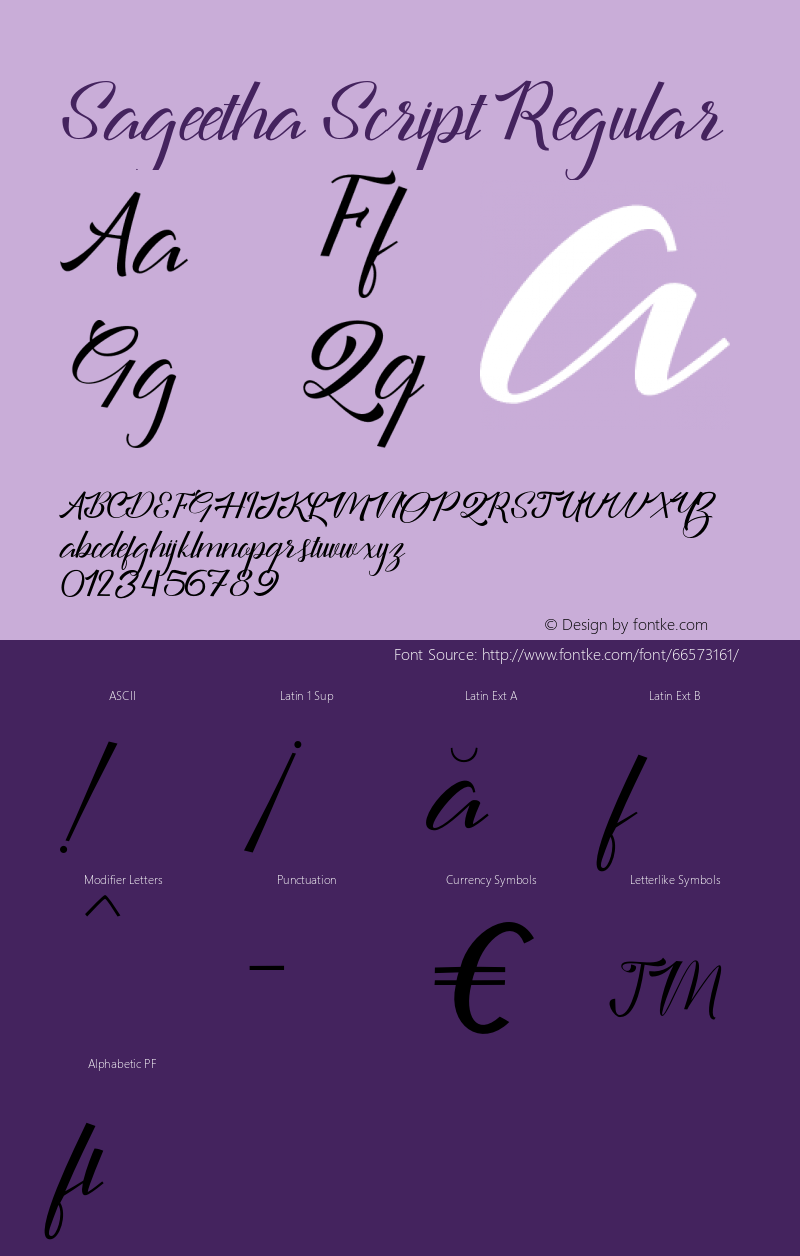 SageethaScript Version 1.000 Font Sample