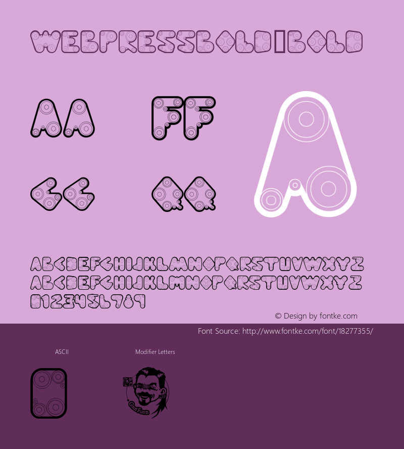 WebPressBold Bold Version Macromedia Fontograp Font Sample