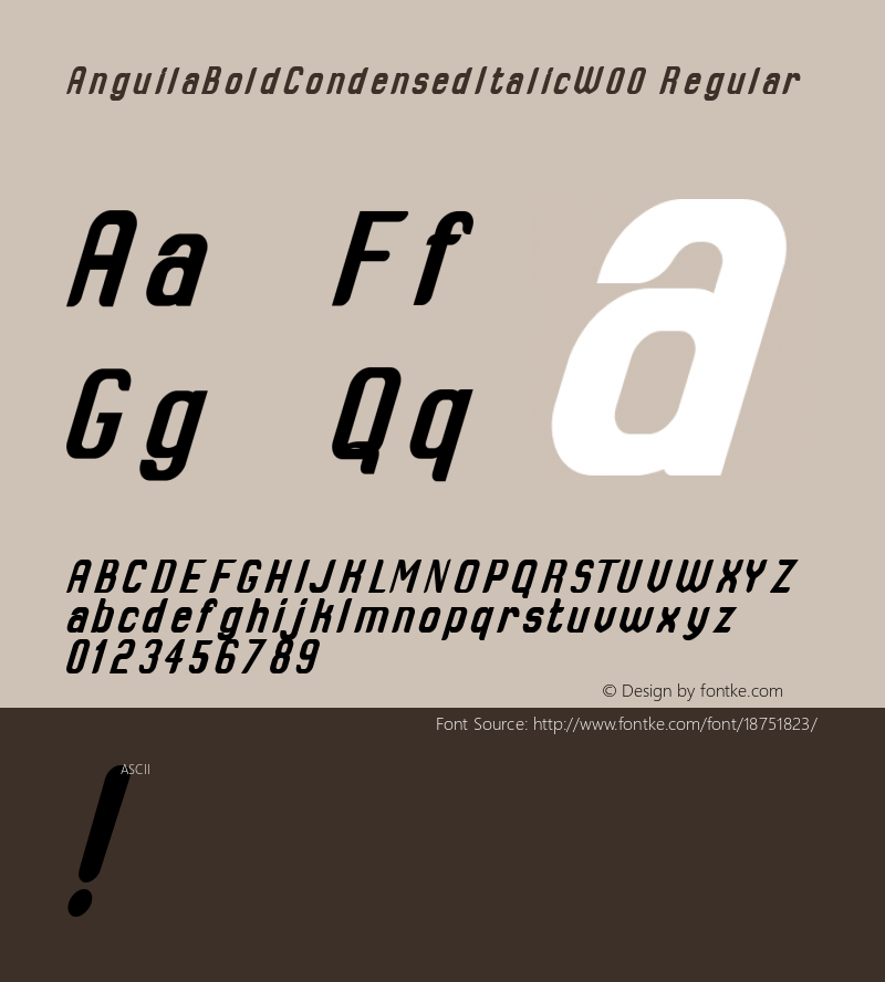 AnguilaBoldCondensedItalicW00 Regular Version 1.11 Font Sample