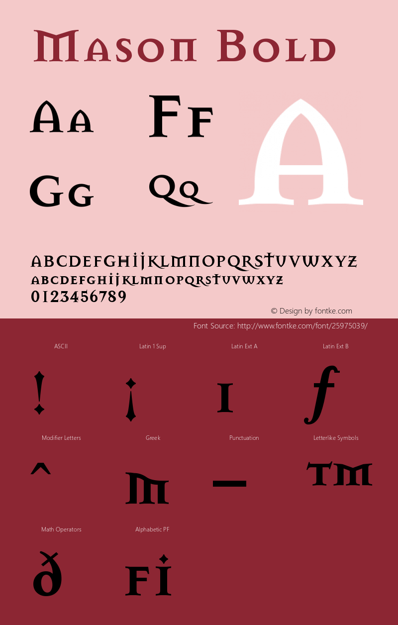 MasonBold Version 001.000 Font Sample