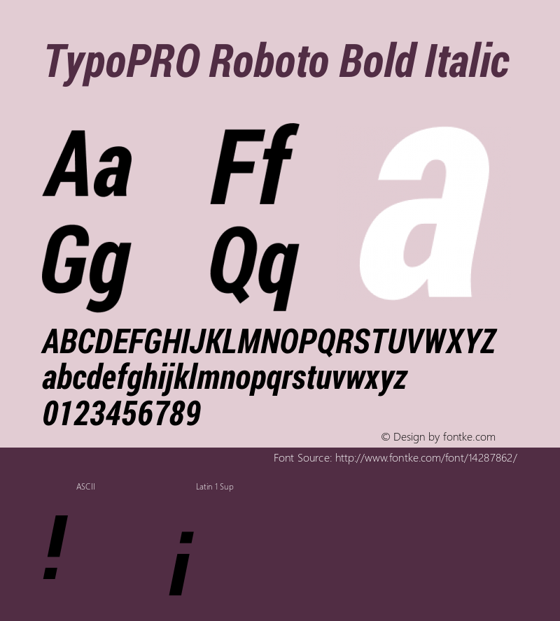 TypoPRO Roboto Bold Italic Version 1.200311; 2013 Font Sample
