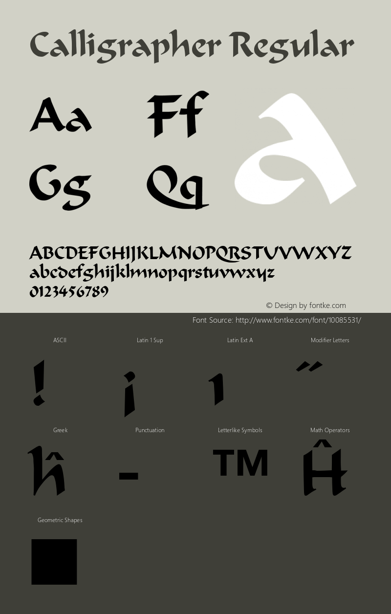 Calligrapher Regular Altsys Fontographer 3.5  5/26/92 Font Sample