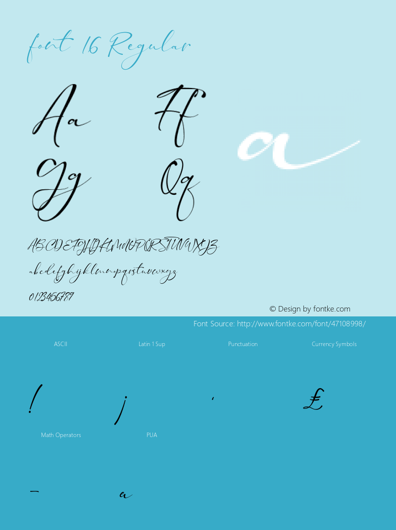 font 16 Version 1.00;November 23, 2019;FontCreator 12.0.0.2546 64-bit Font Sample