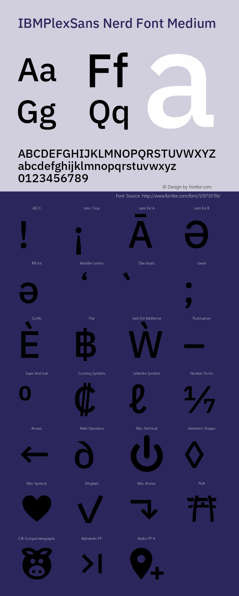 IBM Plex Sans Medium Nerd Font Complete Version 3.2 Font Sample