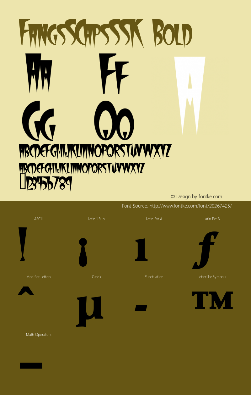 FangsSCapsSSK Bold Macromedia Fontographer 4.1 8/12/95 Font Sample