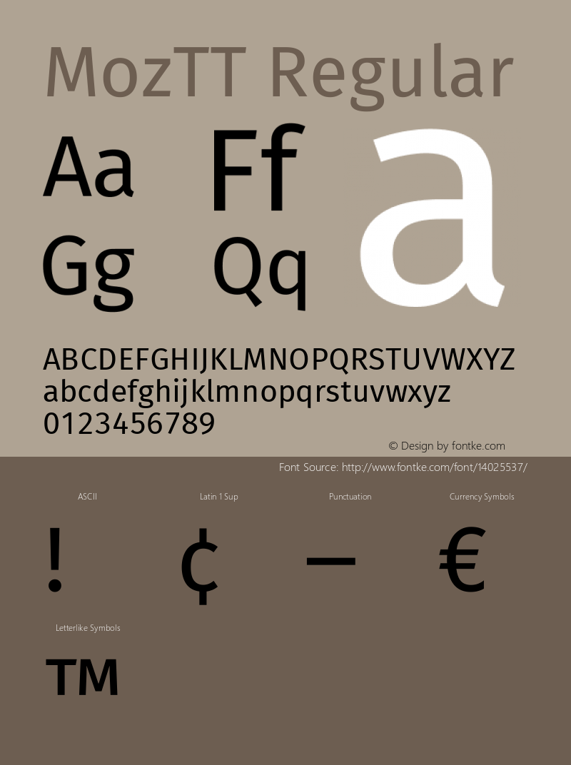 MozTT Regular Version 1.001 Font Sample