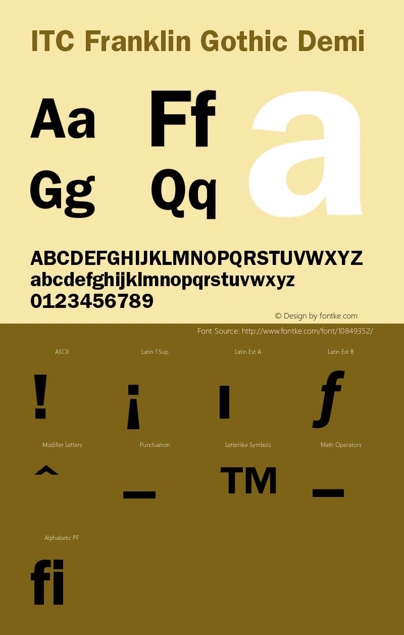 ITC Franklin Gothic Demi Version 001.001 Font Sample