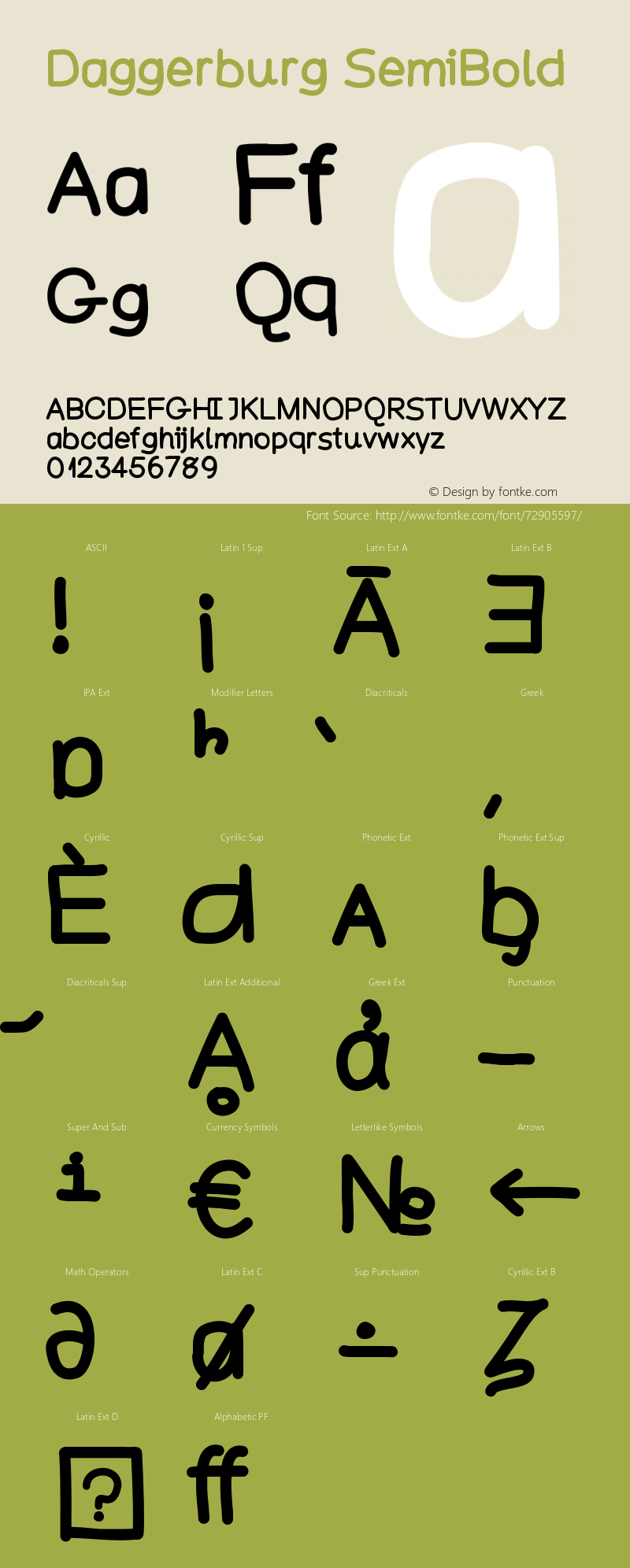 Daggerburg-SemiBold Version 001.000 Font Sample