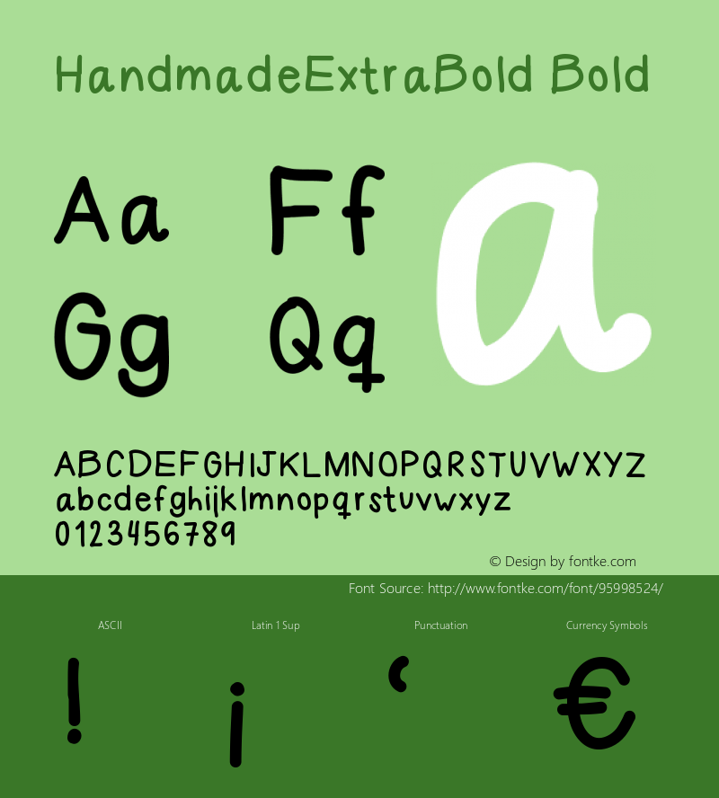 HandmadeExtraBold Version 001.000 Font Sample