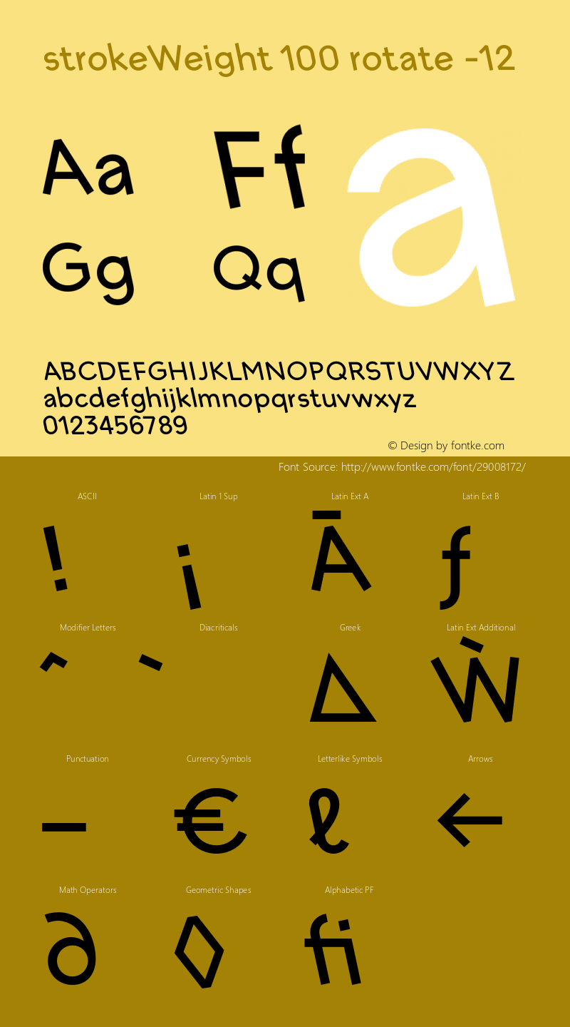 strokeWeight-100rotateL12 Version 1.007 Font Sample