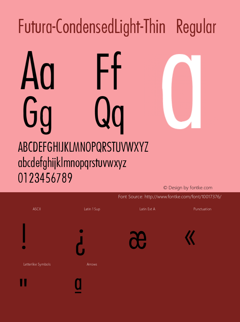 Futura-CondensedLight-Thin Regular Converted from c:\windows\system\FUTURA3.TF1 by ALLTYPE Font Sample