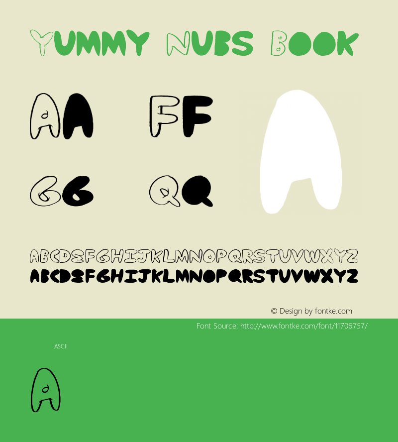 Yummy Nubs Book Version 1.00 February 14, 20 Font Sample