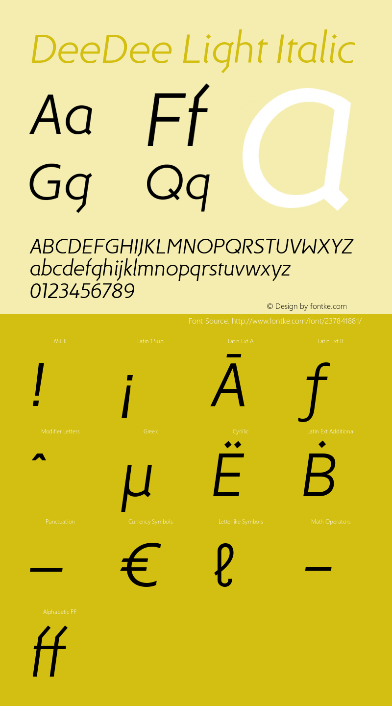 DeeDee Light Italic Version 1.000 | wf-r图片样张