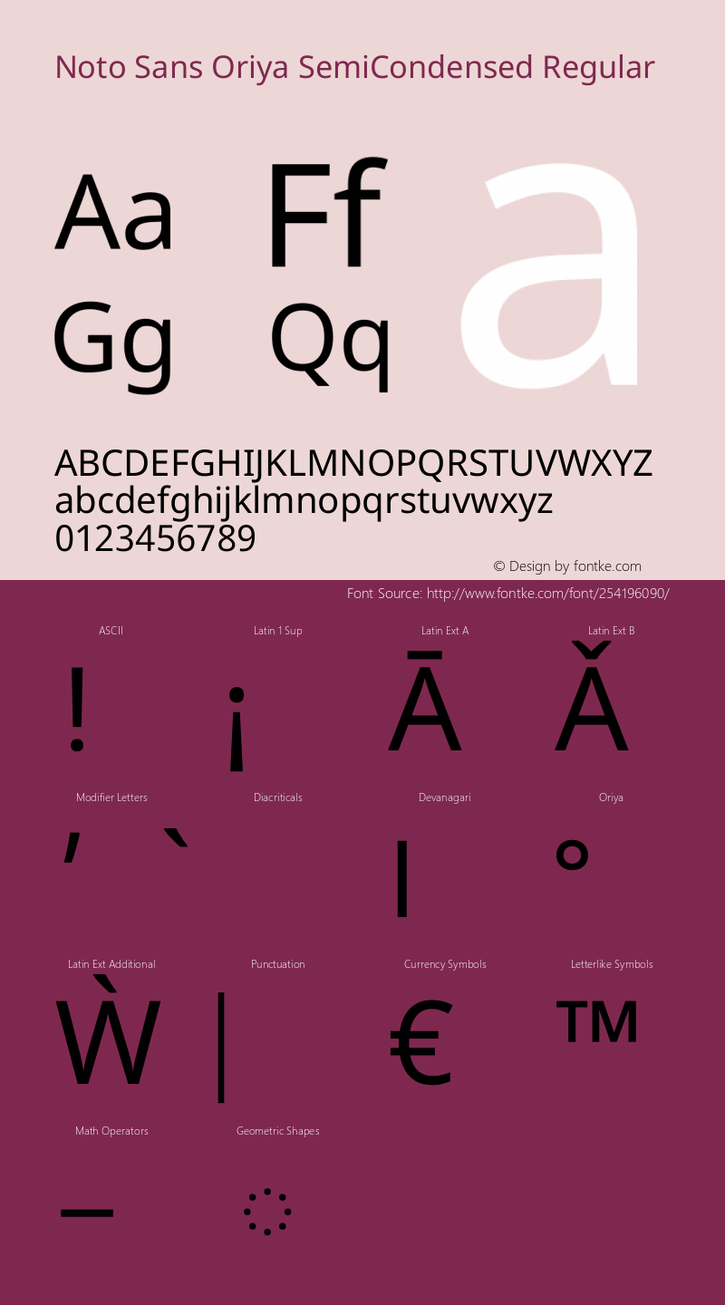 Noto Sans Oriya SemiCondensed Regular Version 2.003图片样张