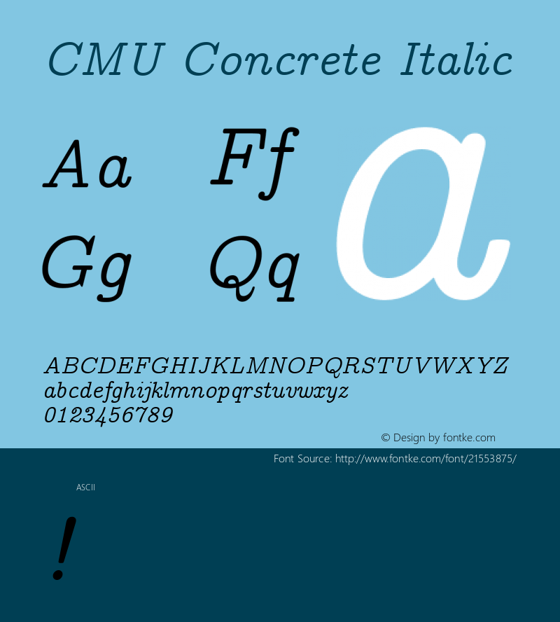 CMU Concrete Italic  Font Sample