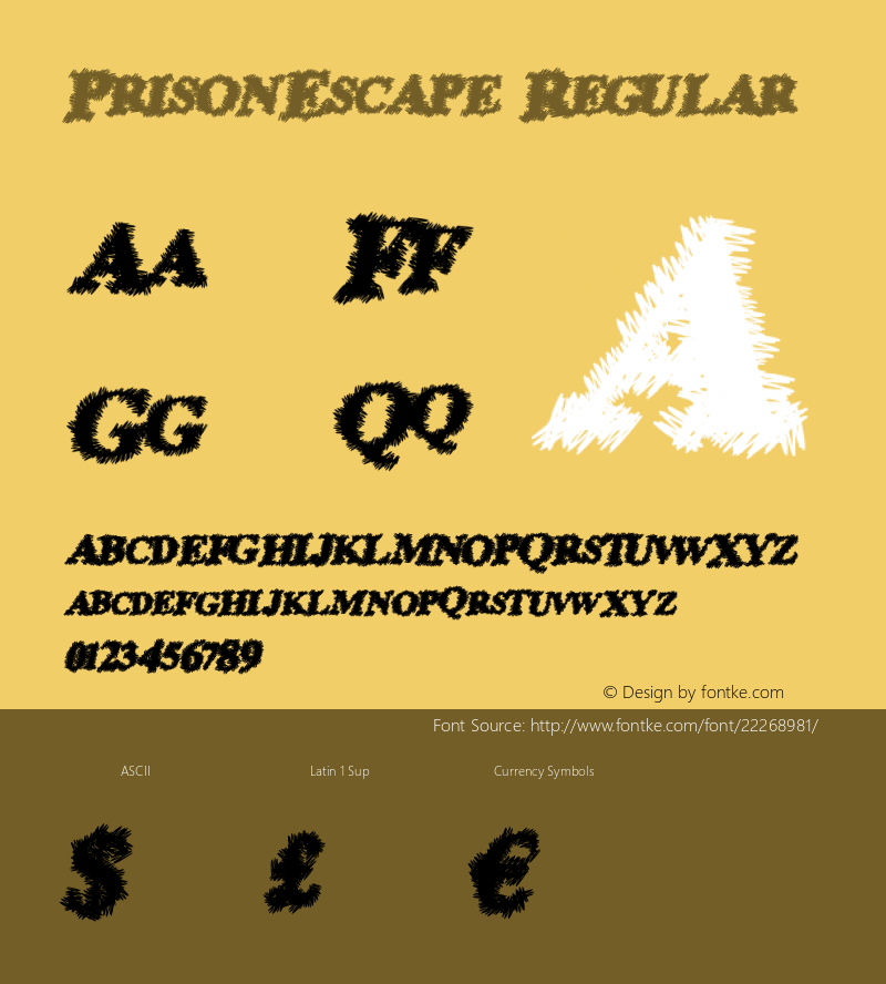 PrisonEscape Version 1.00 October 15, 2014, initial release Font Sample