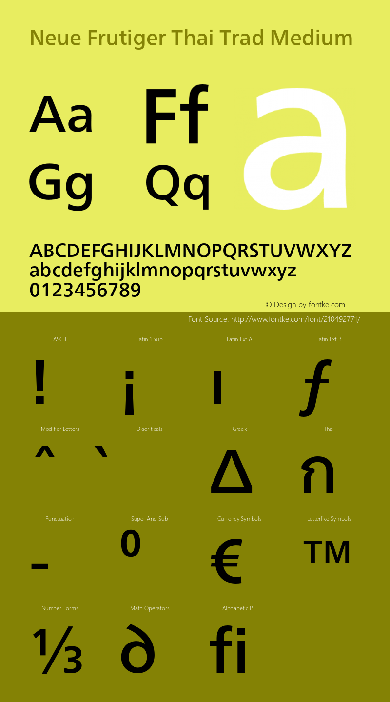 Neue Frutiger Thai Trad Md Version 1.00, build 23, s3图片样张