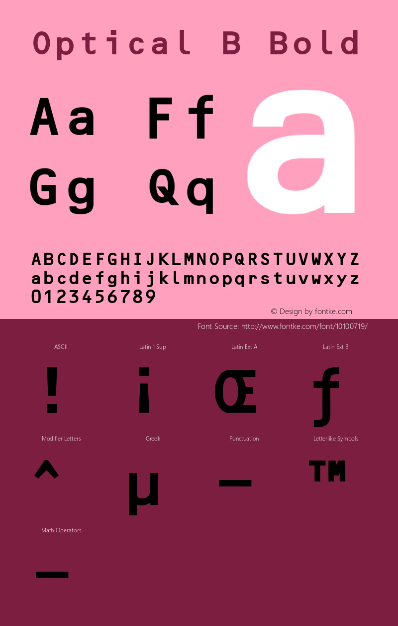 Optical B Bold Altsys Fontographer 4.1 1/9/95 Font Sample