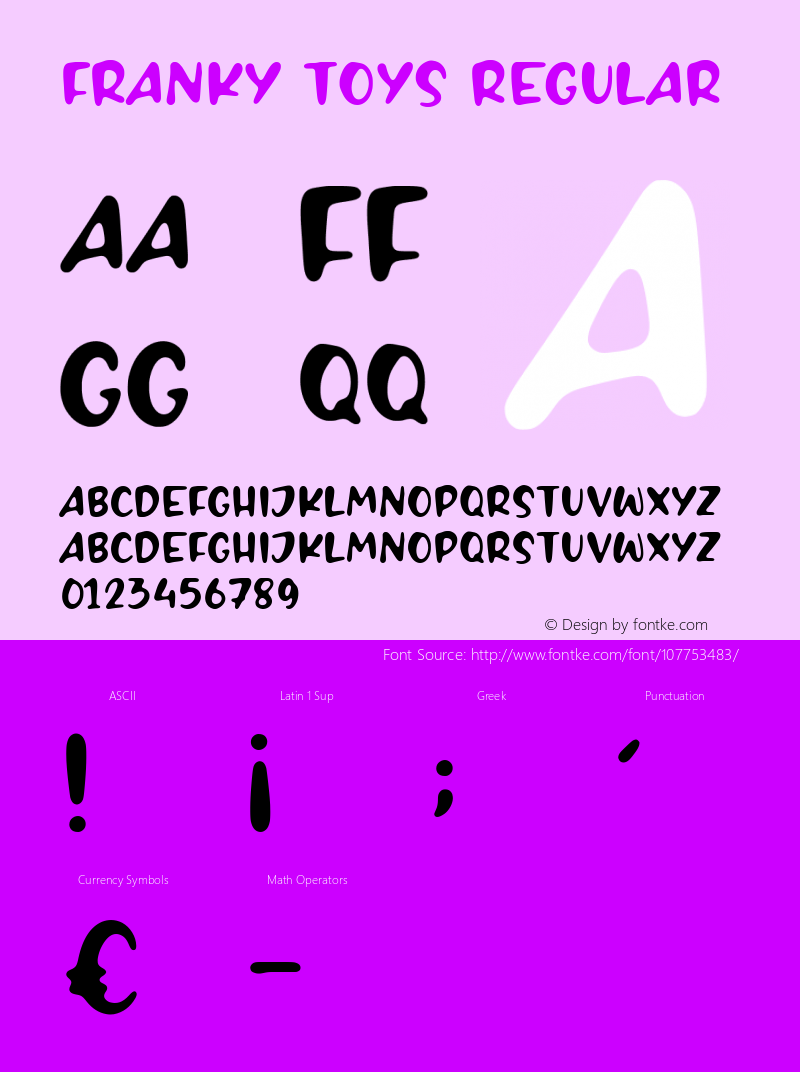 FRANKY TOYS Version 1.00;November 8, 2020;FontCreator 11.5.0.2430 64-bit Font Sample