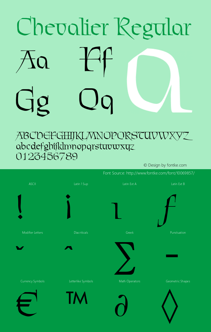 Chevalier Regular B & P Graphics Ltd.:1.7.1993 Font Sample