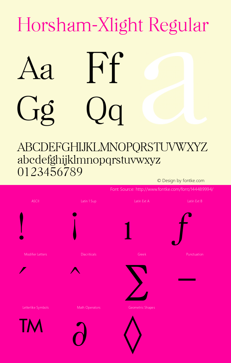 Horsham-Xlight B & P Graphics Ltd.:28.6.1993 Font Sample