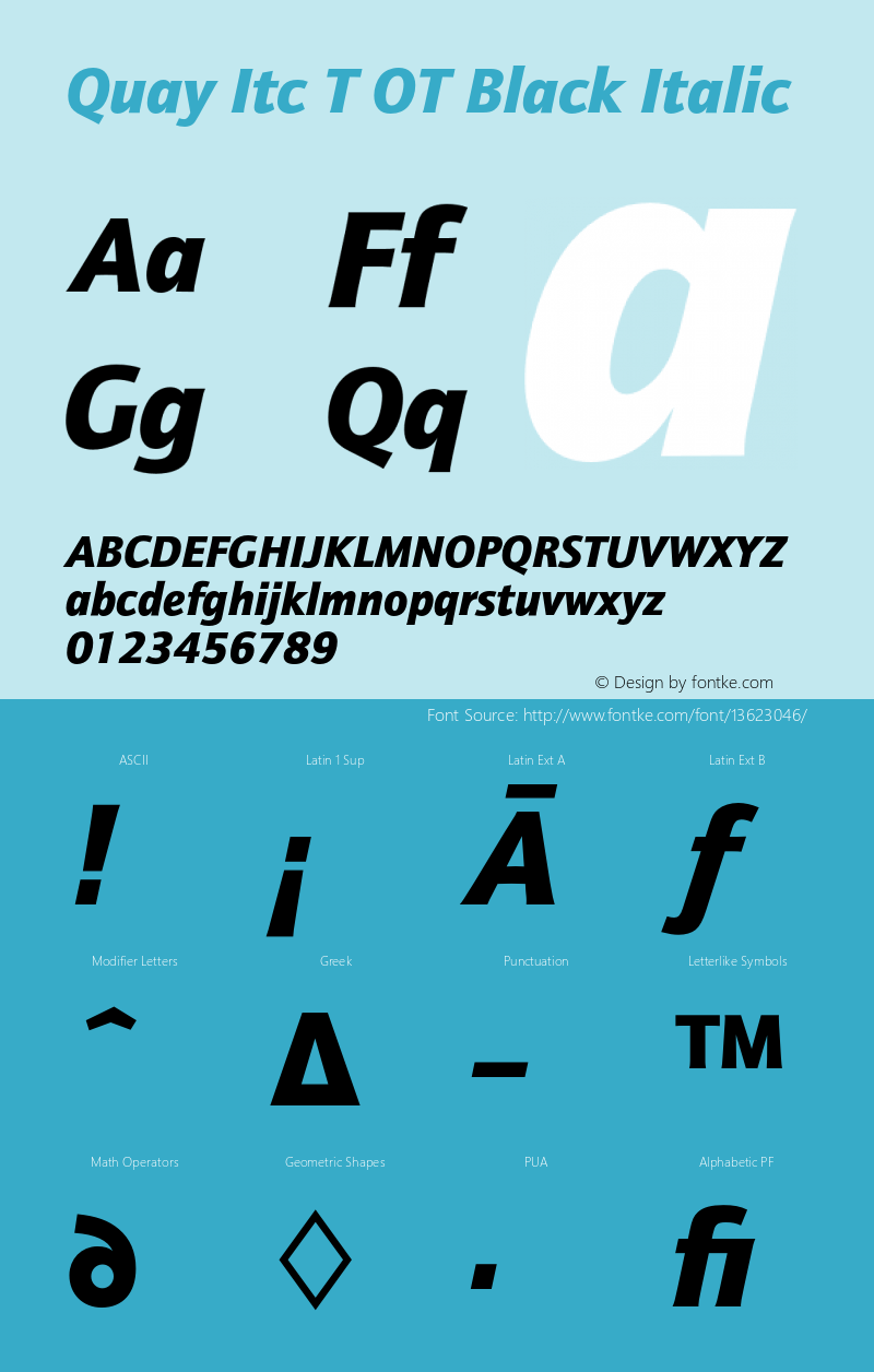 Quay Itc T OT Black Italic OTF 1.001;PS 1.05;Core 1.0.27;makeotf.lib(1.11) Font Sample