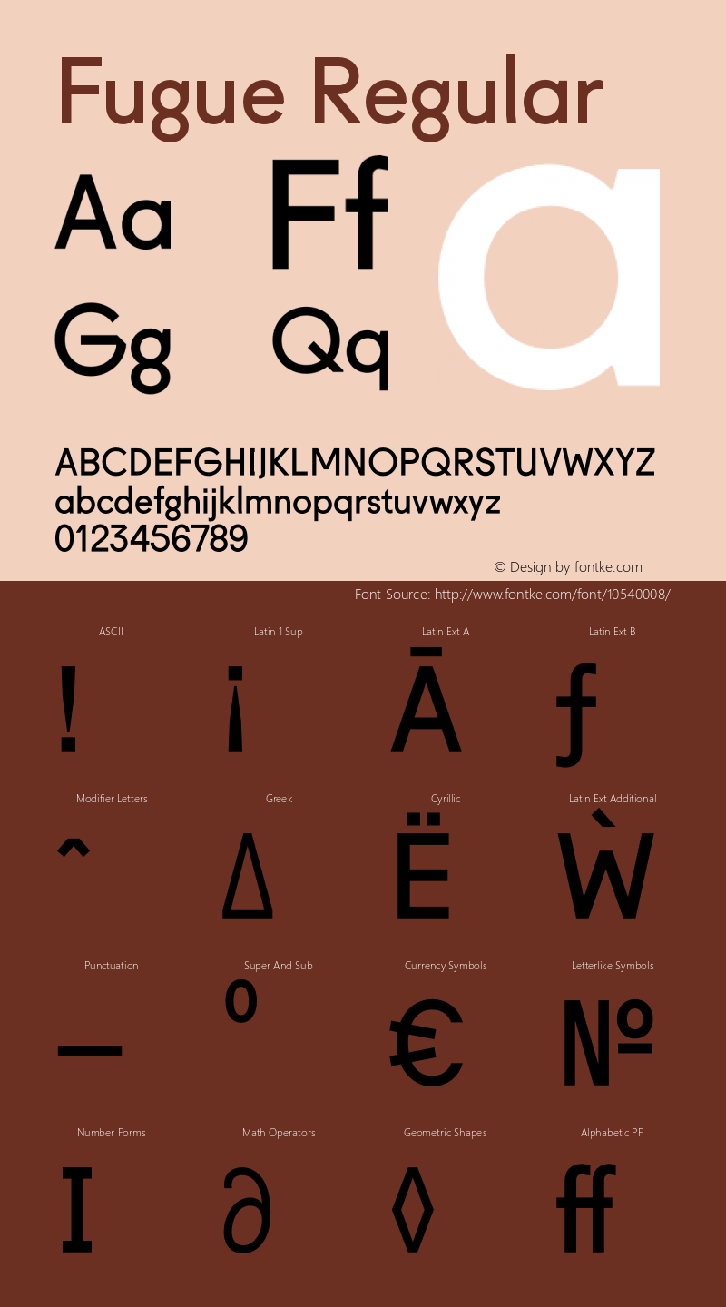 Fugue Regular Version 1.1 Font Sample