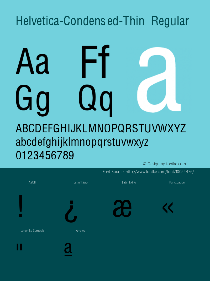 Helvetica-Condensed-Thin Regular Unknown Font Sample