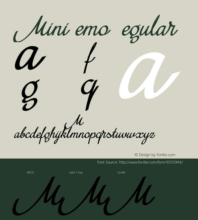 MiniDemo Regular Version 1.0; 2002; initial release Font Sample