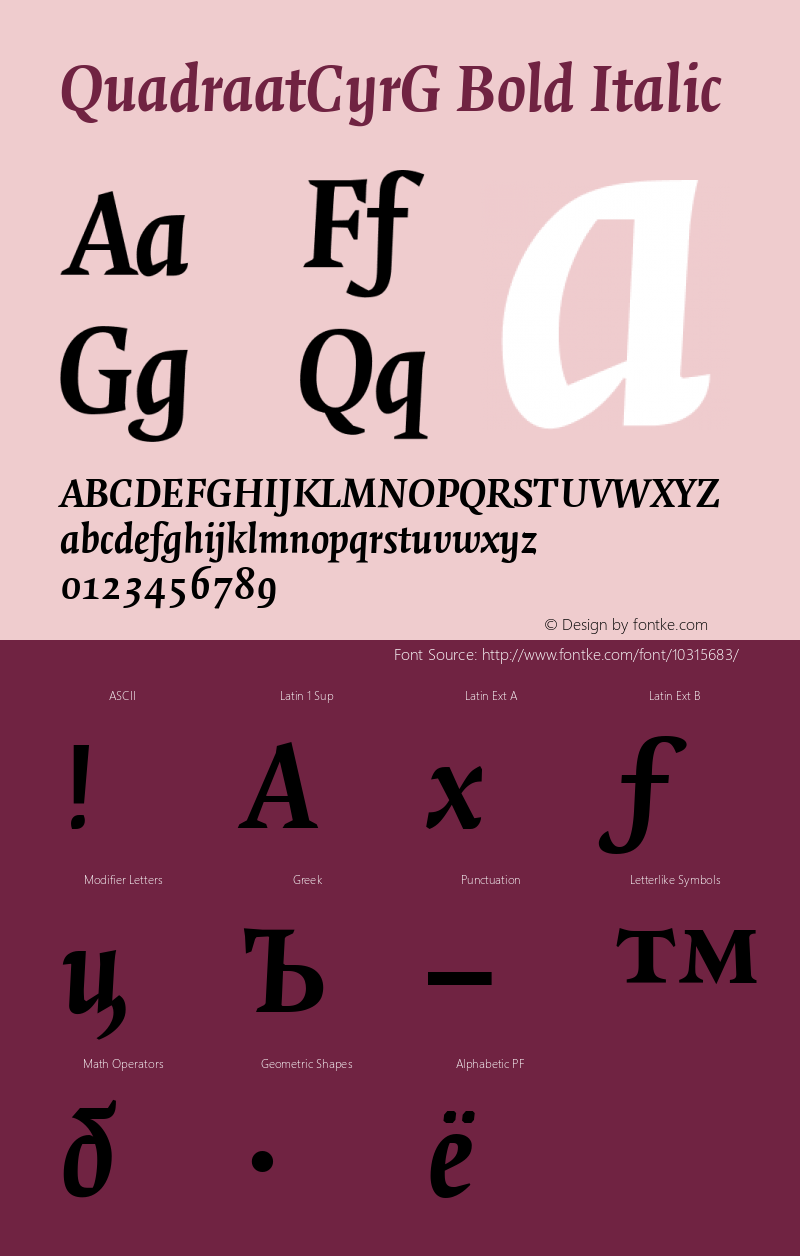 QuadraatCyrG Bold Italic 001.000 Font Sample
