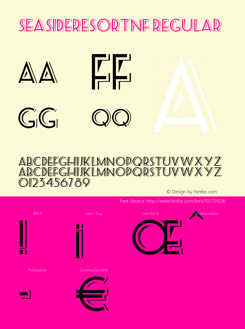 SeasideResortNF Regular Version 1.00 3/16/2003 Font Sample