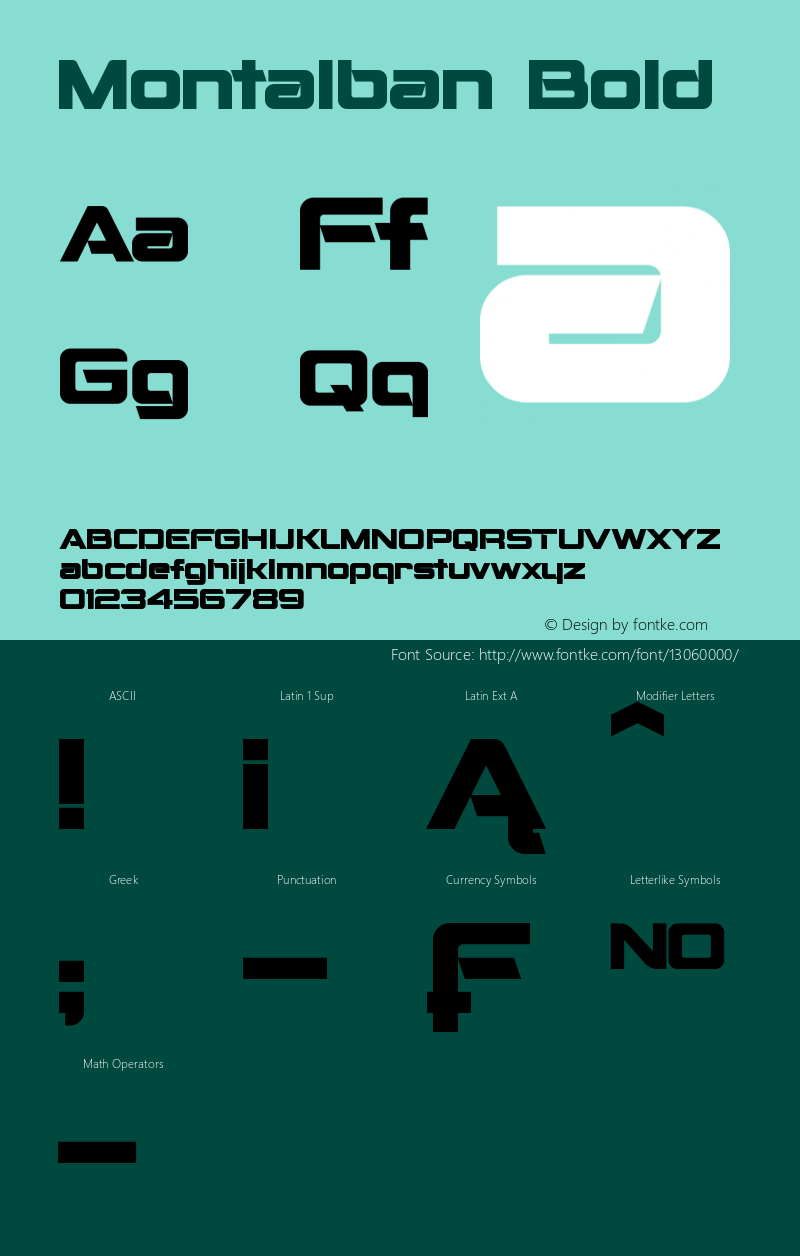 Montalban Bold Version 2.00 April 18, 2016 Font Sample