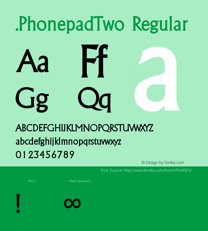 PhonepadTwo 6.1d5e1 Font Sample